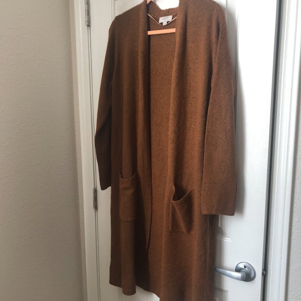 Acorn Brown Long Sweeper Cardigan